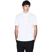 Armani Exchange für Herren. XM002231AF10366U0009 Weißes Baumwoll-Poloshirt (XS), Lässig, Baumwolle, Kurzarm