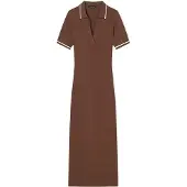 Armani Exchange für Damen. XW002244AF10352U6136 Braunes Midi-Polokleid (L), Lässig, Viskose, Kurzarm