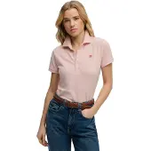 Superdry für Damen. W6012208A Polo Heritage Slim Fit rosa (XS), Lässig, Baumwolle, Langarm