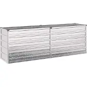 vidaXL Hochbeet im Garten Verzinktes Silber 160 x 40 x 55 cm Stahl