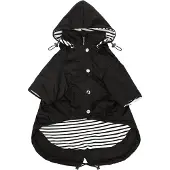 Markenlos Hunde-Regenjacke mit Reißverschluss und reflektierenden Knöpfen - schwarz, XXL