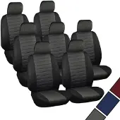 BellaFurn 7-teiliges Set Autositzbezüge für Transporter | Schwarz-Rot