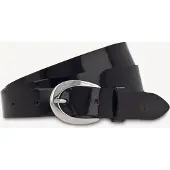 Tamaris Ledergürtel "Carolin Silver", Damen, Gr. 115, schwarz, Materialmix, unifarben, Gürtel Ledergürtel, weiches Lack-Rindleder mit hochglänzendem Finish