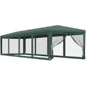 vidaXL Partyzelt mit 10 Mesh-Seitenwänden Grün 3x12 m HDPE