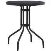 vidaXL Gartentisch Schwarz 80 cm Stahl und Glas