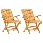 vidaXL Klappstühle, 2 Stück, 61 x 67 x 90 cm, Massivholz Teak