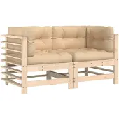 vidaXL Ecksofas mit Kissen 2 Stk. Massivholz Kiefer