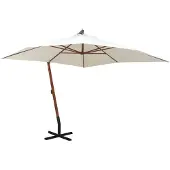vidaXL Ampelschirm 300x300 cm Holzmast Weiß