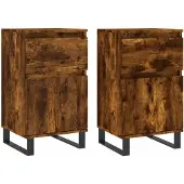 vidaXL Sideboards 2 Stk. Räuchereiche 40x35x70 cm Holzwerkstoff