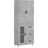 vidaXL Highboard Betongrau 69,5x34x180 cm Holzwerkstoff