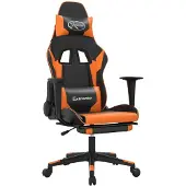 vidaXL Gaming-Stuhl mit Fußstütze Schwarz und Orange Kunstleder