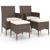 vidaXL 4-tlg. Gartenstuhl und Hocker Set Poly Rattan Braun
