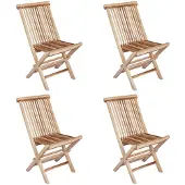 vidaXL Klappbarer Gartenstuhl 4 stk. Natur Massivholz Teak