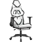 vidaXL Gaming-Stuhl mit Fußstütze Weiß und Schwarz Kunstleder