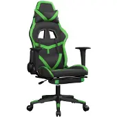 vidaXL Gaming-Stuhl mit Massage & Fußstütze Schwarz & Grün Kunstleder