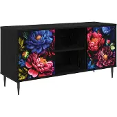 Syfax TV-Schrank KIEL 102 x 33 x 51 cm Schwarz Eichen-Optik