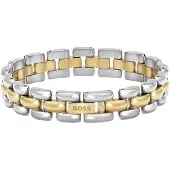 BOSS Gliederarmband "VIOLET", gold (edelstahlfarben, gelbgoldfarben), Armbänder, Damen, 18cm, Edelstahl, Gliederarmband