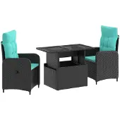 Syfax Outdoortisch-Set 3 stk. Poly-Rattan