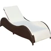 Syfax Sonnenliege mit Polsterauflage Poly Rattan Braun