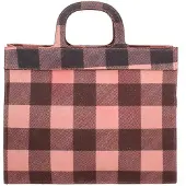Gave Lux Wildleder Handtasche Damen Karo-Muster Handgefertigt Italy Beige UNICA 30x40x13 cm
