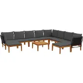 vidaXL 11 stk. Massives Akazienholz & Seil Natur