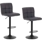 BellaFurn 2er-Set Barhocker mit Rückenlehne aus Kunstleder | Anthrazit | 44x38x92-114 cm