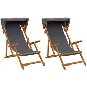 Syfax Liegestuhl 2 pcs 3 Position Massives Eukalyptus Holz Grau