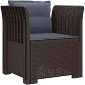 Syfax 1-Sitzer Sessel mit Kissen Rattan-Look PP Braun
