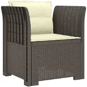 vidaXL 1-Sitzer Sessel mit Kissen Rattan-Look PP Hellgrau