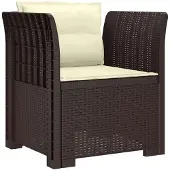 vidaXL 1-Sitzer Sessel mit Kissen Rattan-Look PP Braun