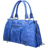 Gave Lux Elara Damen-Schultertasche aus echtem Wildleder Blau Italy Blue Jeans UNICA 41x28x13 cm