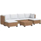 vidaXL 7 Stk. Rattan-Lounge-Set mit Kissen GENDT Naturrattan Natur