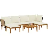 vidaXL 7 stk. Massives Akazienholz & Seil Natur