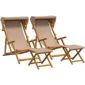 Syfax Liegestuhl 4 stk. 3 Position Massives Eukalyptus Holz Taupe