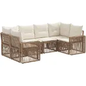 vidaXL Gartensofa-set 6 stk. 6-Sitzanzahl Beige und Cremeweiß