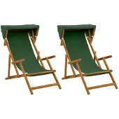 Syfax Liegestuhl 2 pcs 3 Position Massives Eukalyptus Holz Grün