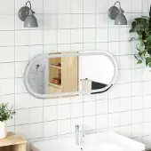 Syfax LED-Badezimmerspiegel Transparent 80 x 35 cm Gehärtetes Glas