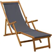 vidaXL Klappbare Sonnenliege 3 Position Massives Eukalyptus Holz Grau