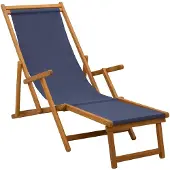 Syfax Klappbare Sonnenliege 3 Position Massives Eukalyptus Holz Blau