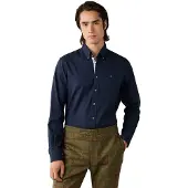 Hackett London für Herren. HM3010855 Marineblaues Flanellhemd mit Multi-Trim (S), Lässig, Baumwolle, Langarm
