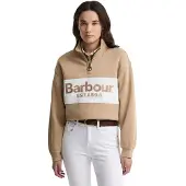 Barbour für Damen. LOL0668 Zaria Half Zip Sweatshirt beige (M), Lässig, Baumwolle, Langarm