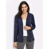 Lady Shirtjacke "Shirtjacke", Damen, Gr. 54, blau (marine), 95% Polyester, 5% Elasthan, unifarben, V-Ausschnitt, Shirts Shirtjacke