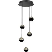 Steinhauer 5-Licht Vide Pendellampe Belluno LED – Schwarz mit Glas