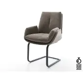 DELIFE Freischwinger Clea-Flex Strukturstoff Soft Taupe Freischwinger flach Schwarz