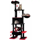 KOMFOTTEU Gepolsterter Katzenbaum mit 6 Ebenen, Gothic-Design