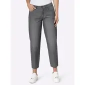 HEINE Bequeme Jeans , Damen, Gr. 40, Normalgrößen, grau (stone, grau, denim), 100% Baumwolle, unifarben, lang, Jeans Bequeme Jeans