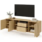 Dmora Kamani - TV-Schrank, 183x38x62h cm Eiche braun, 2 Schubladen