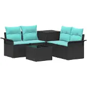 vidaXL Sofa Set 6 stk. 4-Sitzanzahl Schwarz und Blau