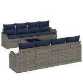 vidaXL Sofa Set 9 stk. 8-Sitzanzahl Grau Poly-Rattan