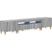 Syfax 3-teiliges LED TV Regal Sonoma-Grau Holzwerkstoff